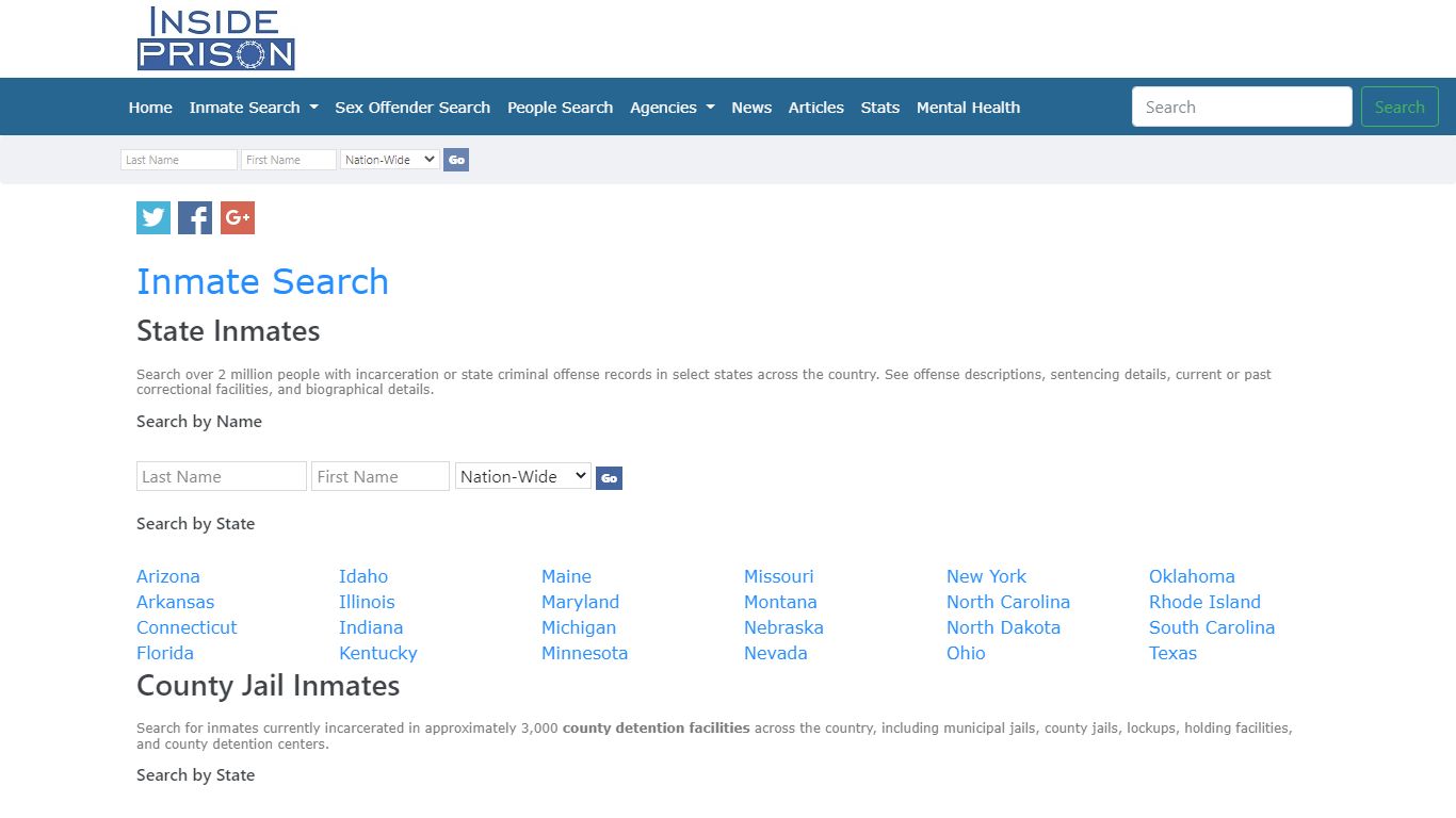 Inmate Search | Inmate Search Tool for State, County and Federal ...